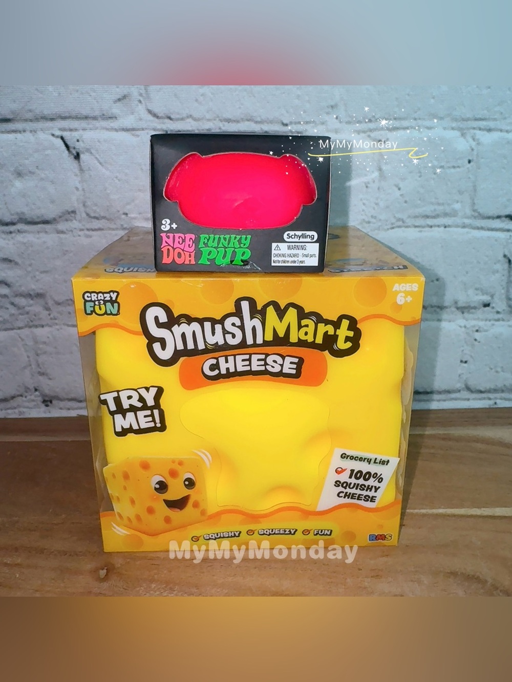 NeeDoh Funky Pup and Smushmart Squeezy Cheese Squishy Toy Bundle